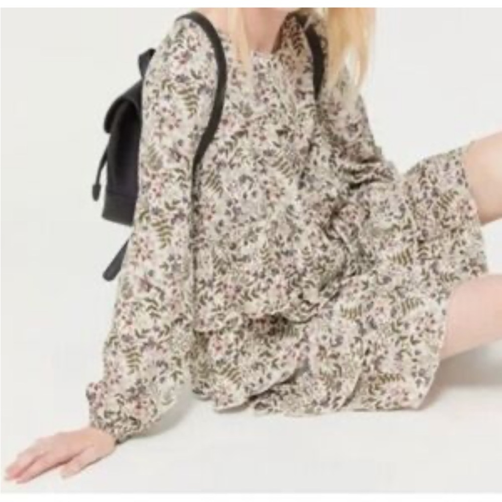 H5 NWT Urban Outfitters Creme Mini Floral Tiered Dress